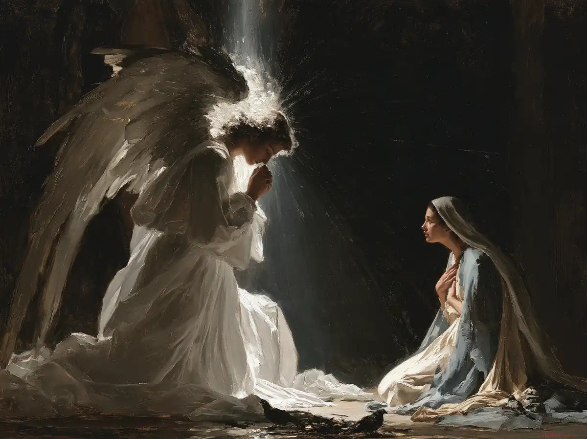 The Annunciation - Gabriel in Radiant Light - Christian artwork collection