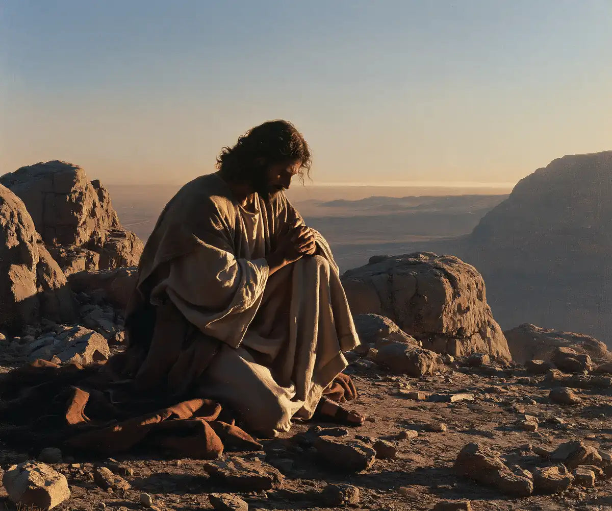 Jesus in the Desert - Jesus in Prayer - Christian artwork collection