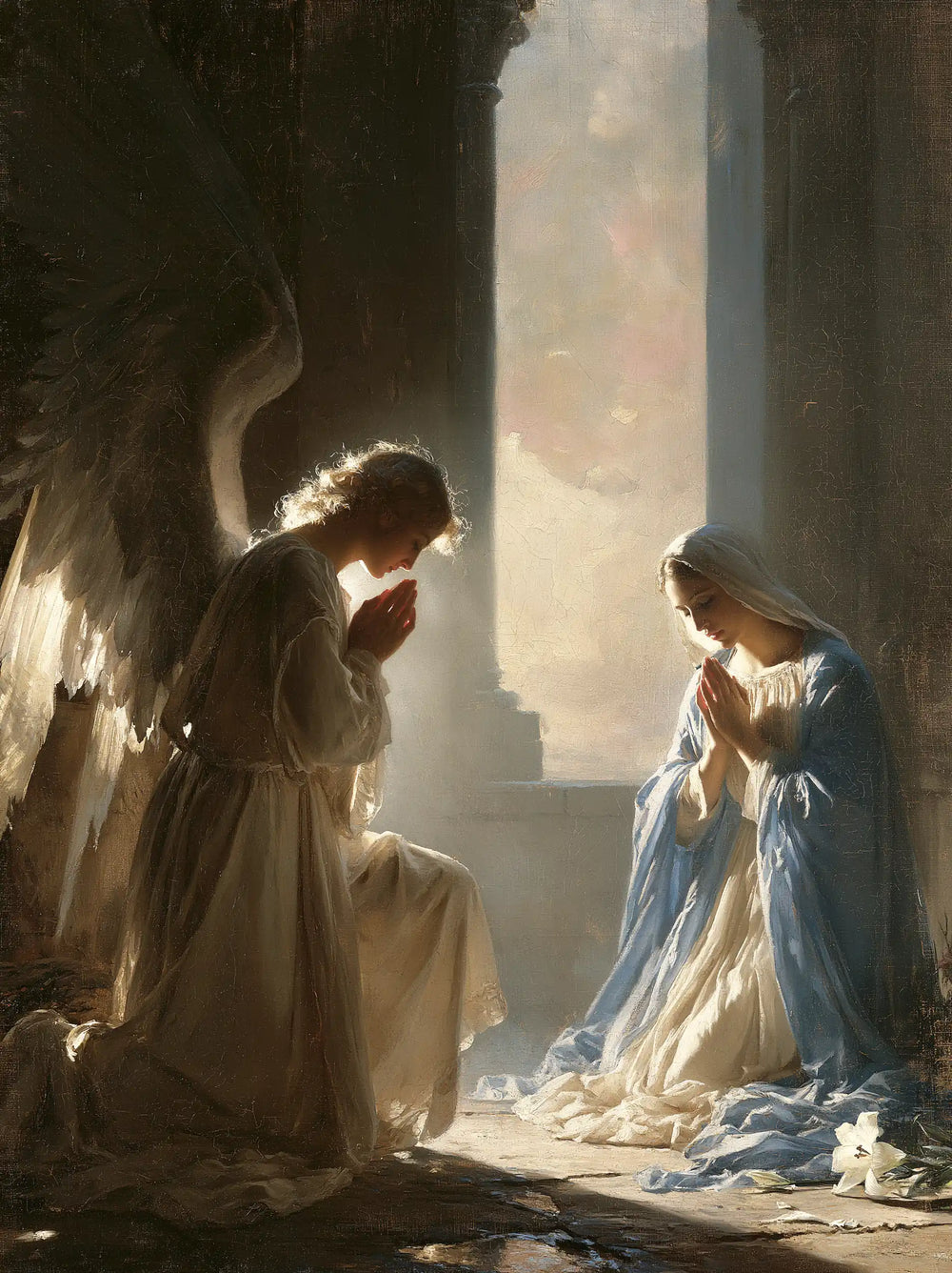 the Annunciation at dawn in The Annunciation at Dawn style, portrait Christian artwork no. 11