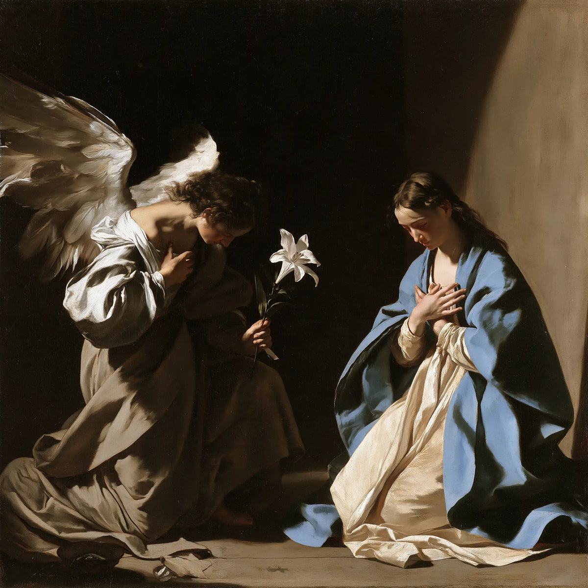 The Annunciation - Caravaggio Tenebrism · Square n° 1