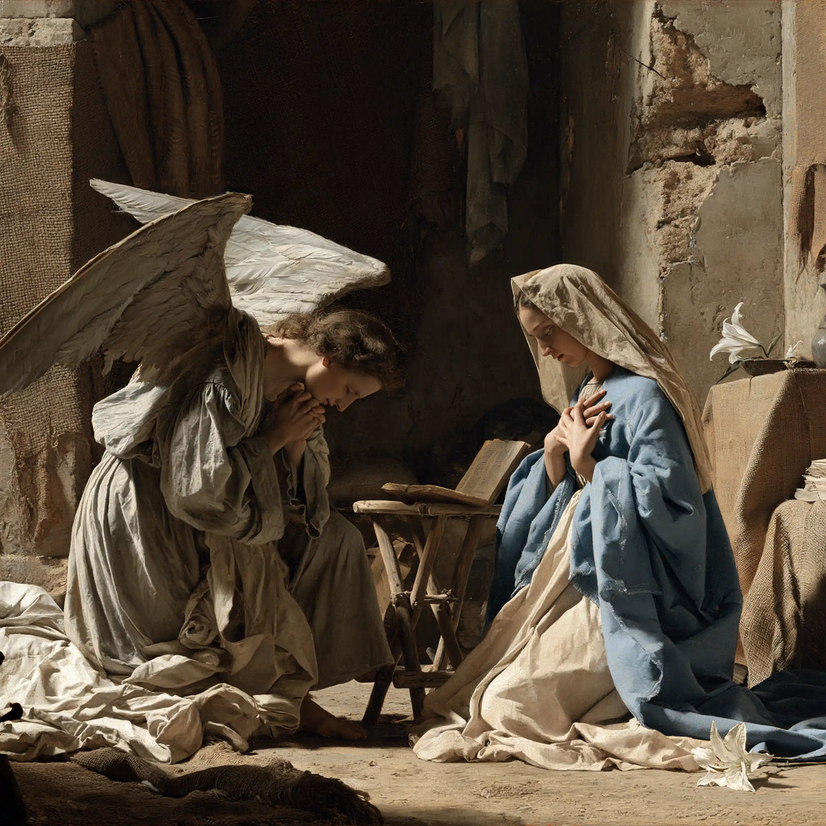 the Annunciation in the chamber at Nazareth in The Chamber in Nazareth style, square Christian artwork no. 7
