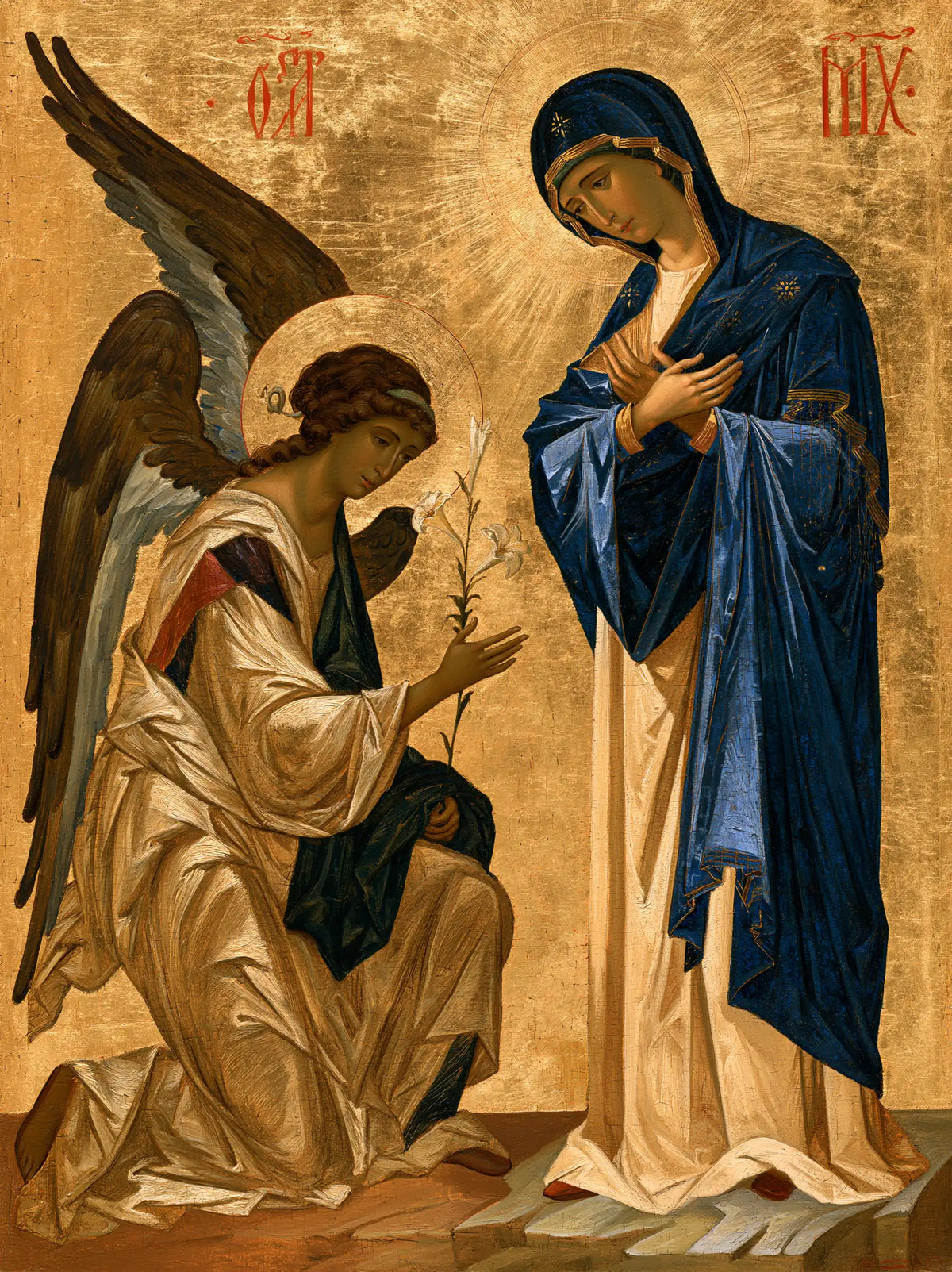 the Annunciation in a contemporary Byzantine icon in Contemporary Byzantine style, portrait Christian artwork no. 15