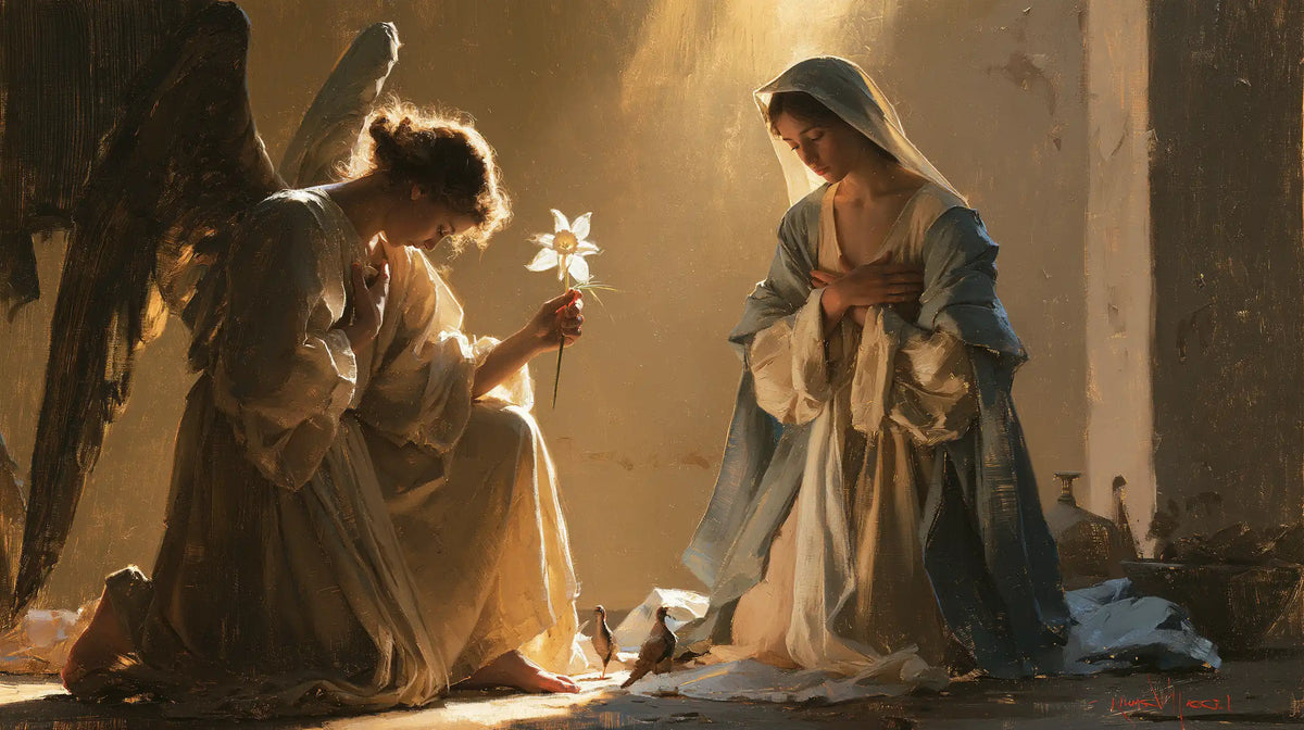 The Annunciation — The Lily Raised before the Dark Veil