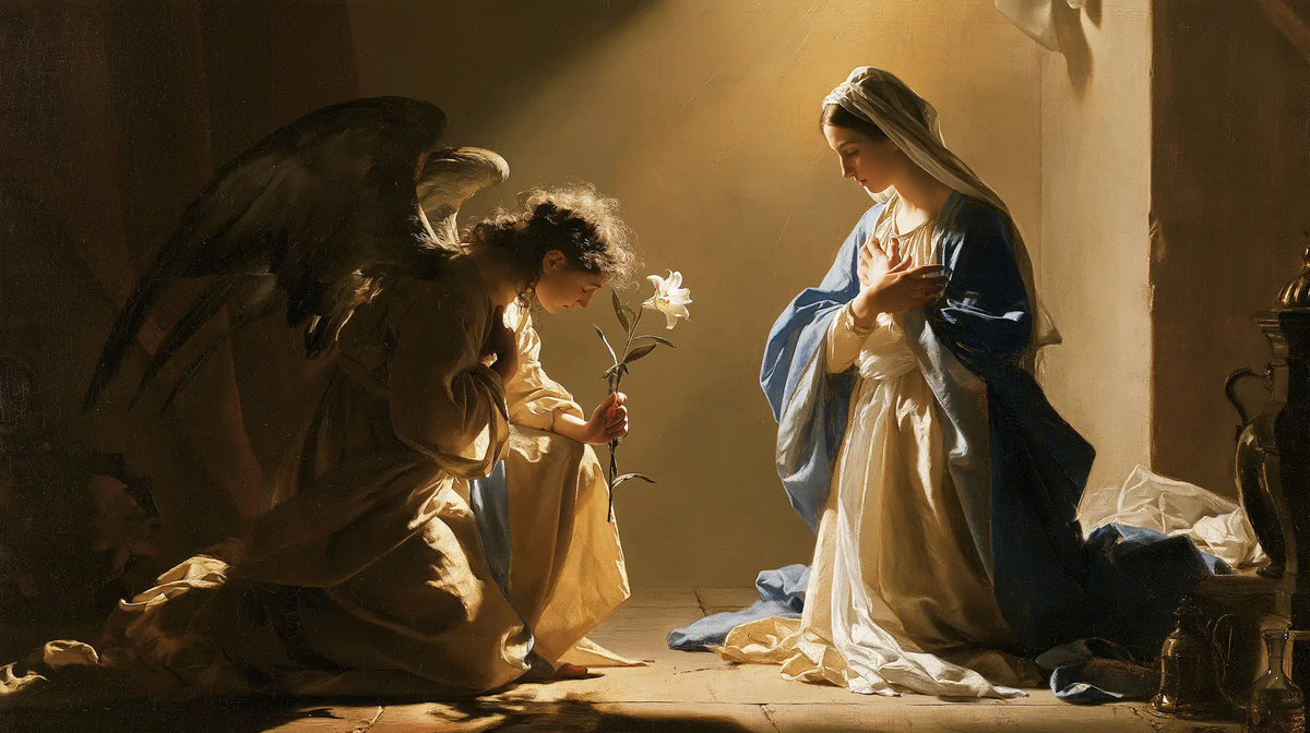 The Annunciation — The White Stem and the Shadowed Vessel