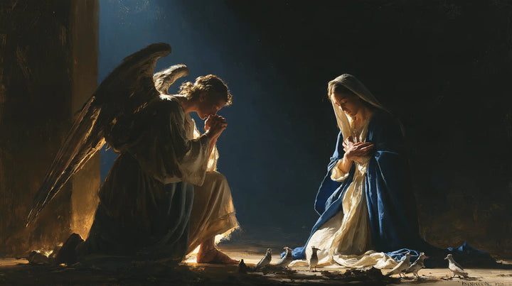 The Annunciation — Prayer between Shadow and Azure