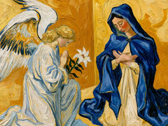 Annunciation beneath Radiant Gold – Post-Impressionist Art · Landscape