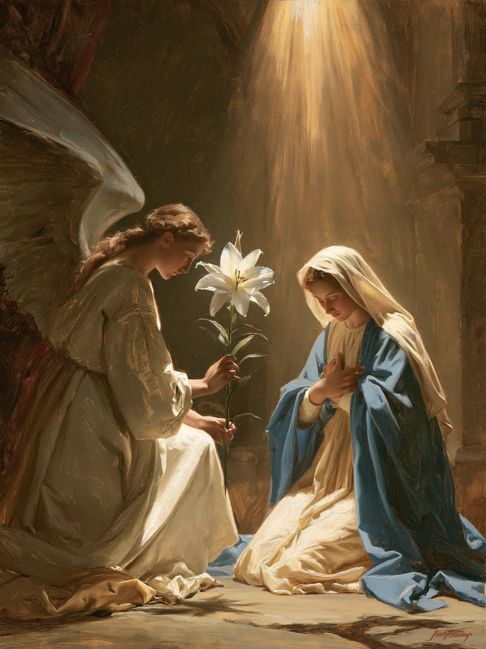 the Annunciation with the white lily as a central symbol in The White Lily as Symbol style, portrait Christian artwork no. 18
