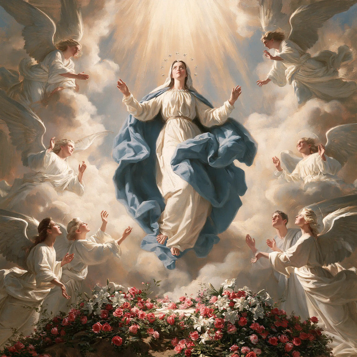 The Assumption of Mary — The White Choir Around the Roses