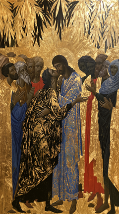 The Betrayal of Judas — Silhouettes Beneath Golden Leaves