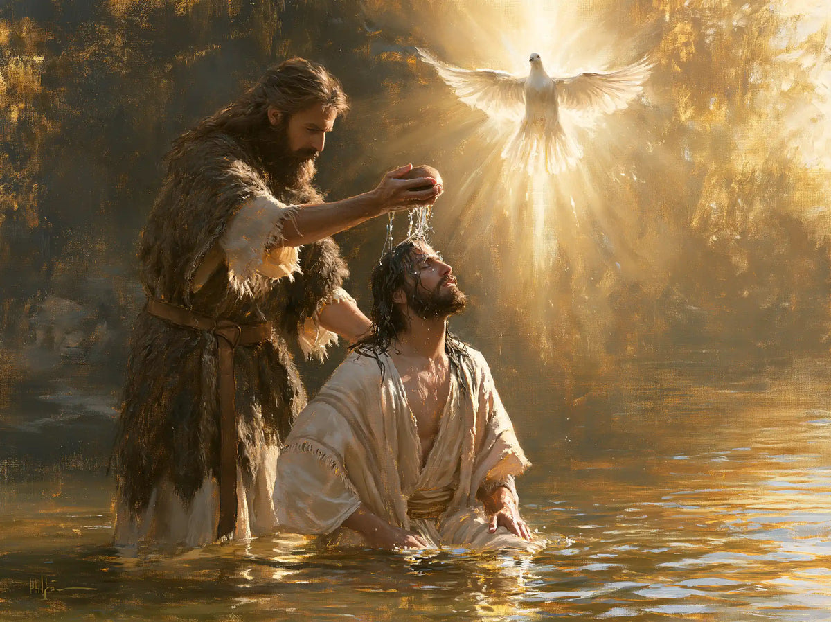 The Baptism of Jesus – Sacred Gold · Kneeling in the Jordan · Landscape no. 2