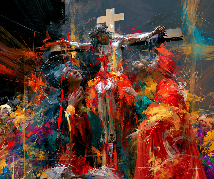 The Crucifixion — Golden Threads around Upturned Faces