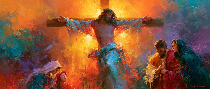 The Crucifixion — Azure Cloth in the Painted Sunlight