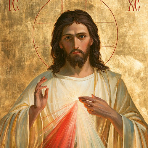 Divine Mercy Jesus in a contemporary Byzantine icon in Contemporary Byzantine style, square Christian artwork no. 2