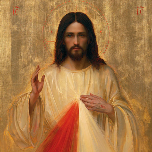 Divine Mercy Jesus in a contemporary Byzantine icon in Contemporary Byzantine style, square Christian artwork no. 5