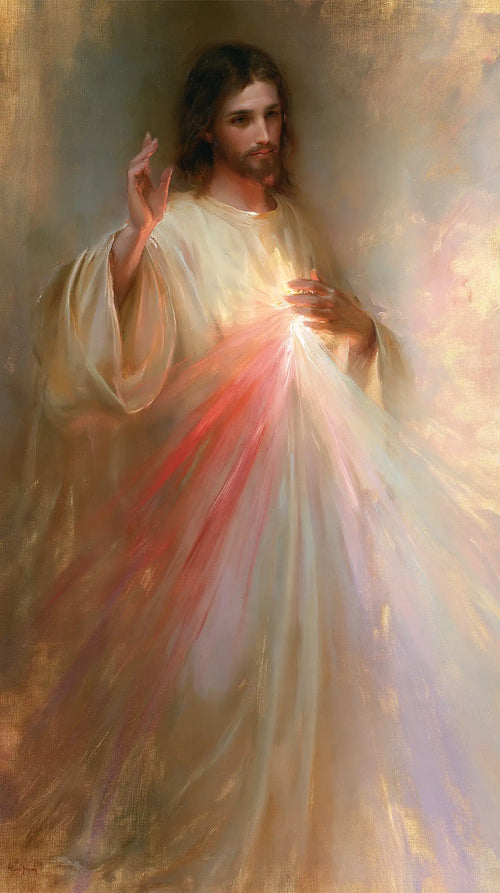 Divine Mercy Jesus in an impressionist atmosphere in Impressionist style, portrait Christian artwork no. 5
