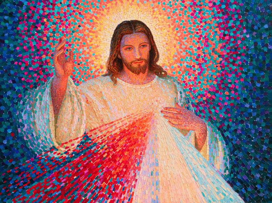 Divine Mercy Jesus – Pointillist & Neo-Impressionist · Landscape no. 1