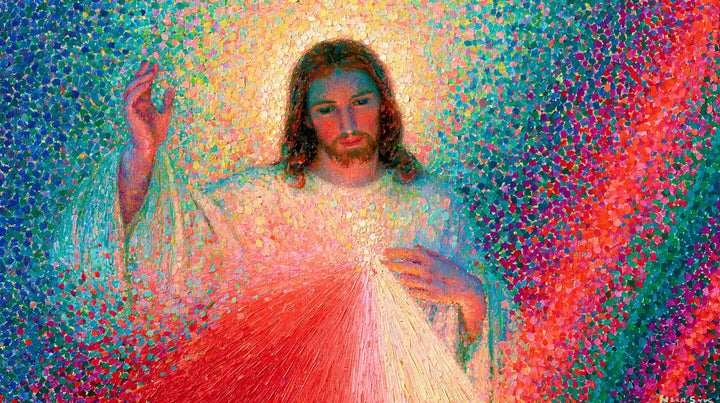 Divine Mercy Jesus – Pointillist & Neo-Impressionist · Landscape no. 4