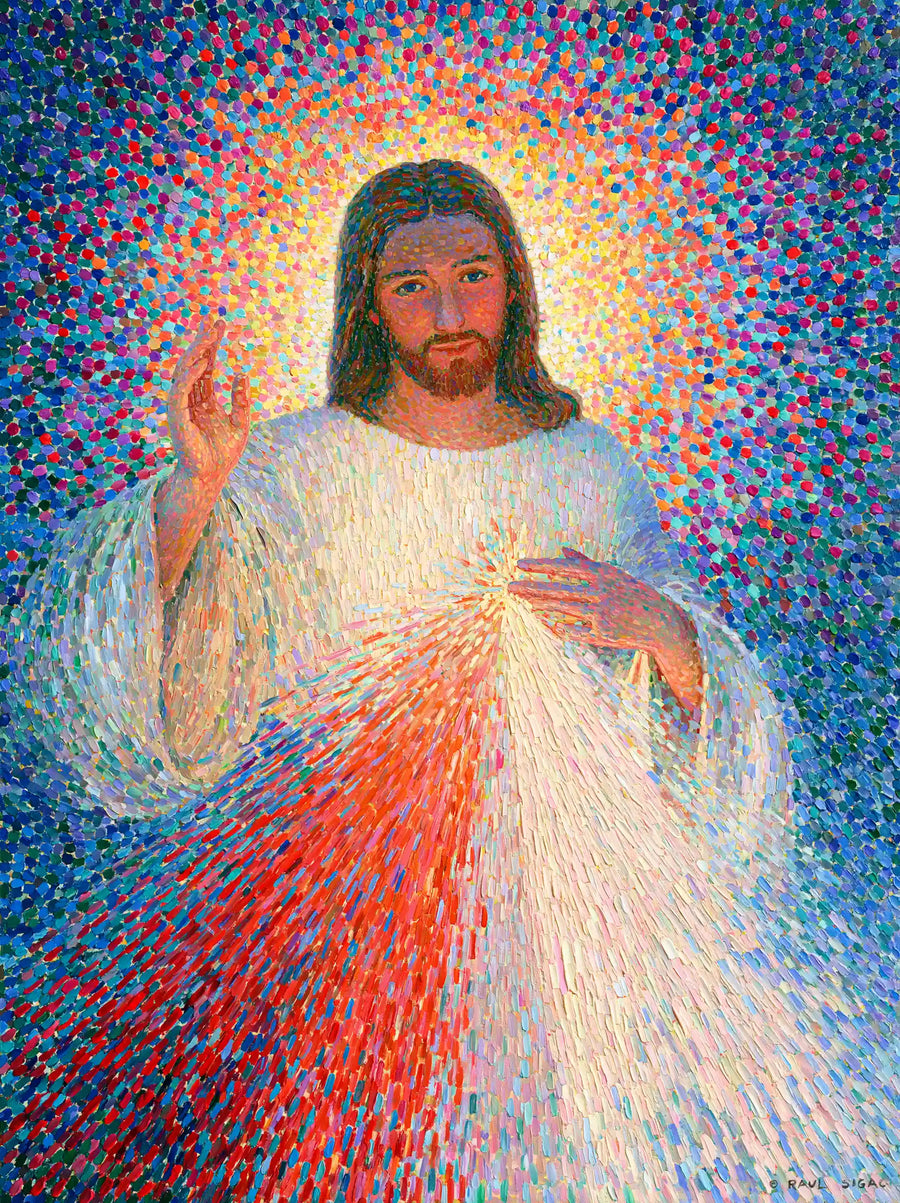 Divine Mercy Jesus – Pointillist & Neo-Impressionist · Portrait no. 7