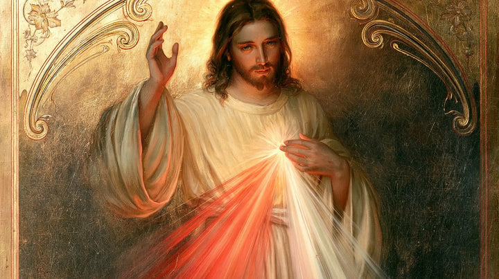 Divine Mercy Jesus — The Heart Beneath the Chiselled Arch