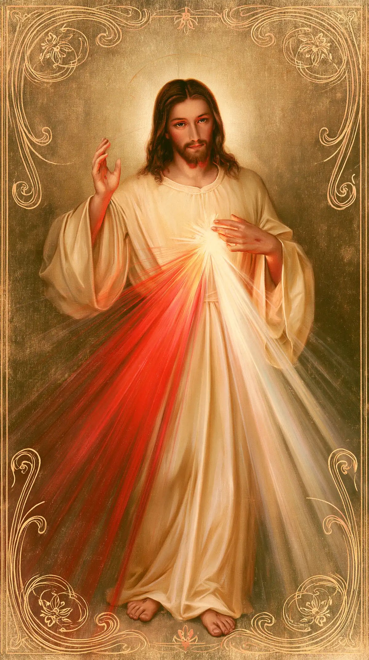 Divine Mercy Jesus — Grace Within Four Scrolls