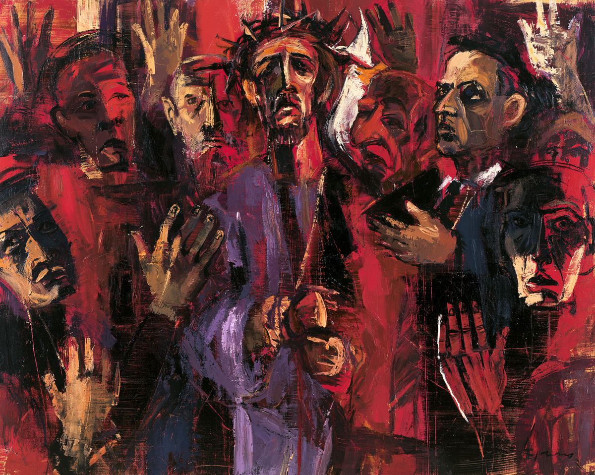 Ecce Homo — The Upturned Face Among Oversized Hands