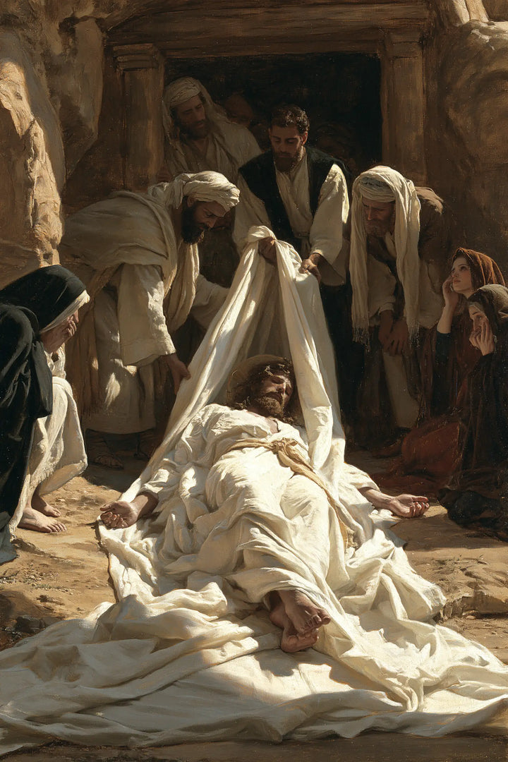 The Entombment of Jesus Christ — The Linen Triangle Above the Face