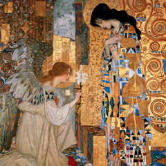 Gabriel Offering the Lily in Cobalt and Gold – Golden Secession Art · Square