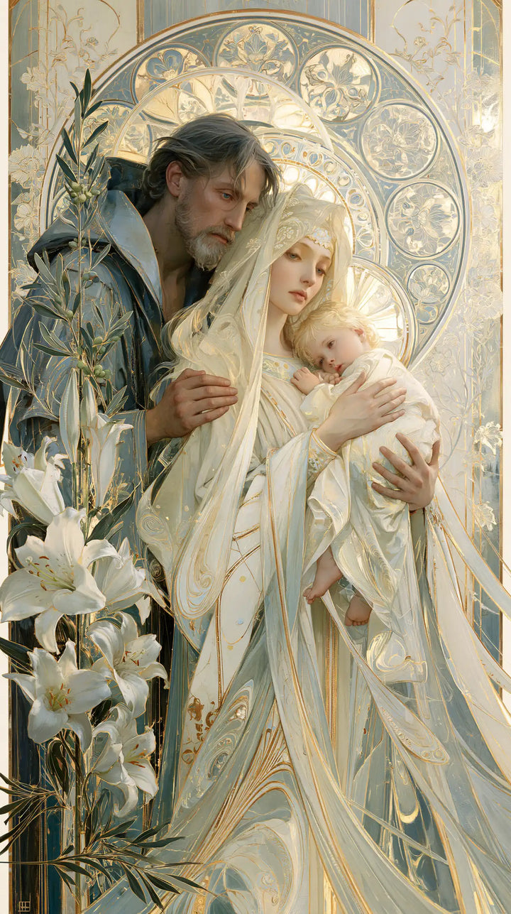 The Holy Family — The Refuge Beneath the Pale Rose Window