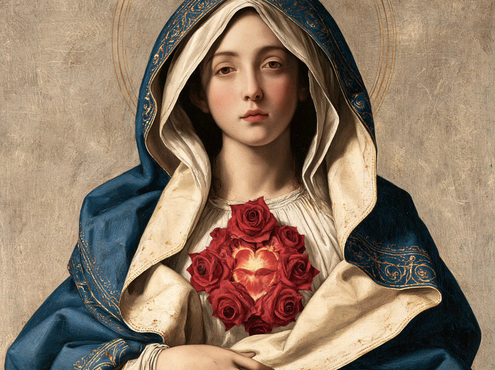 the Immaculate Heart of Mary in Florentine Renaissance style in Florentine Renaissance style, landscape Christian artwork no. 9