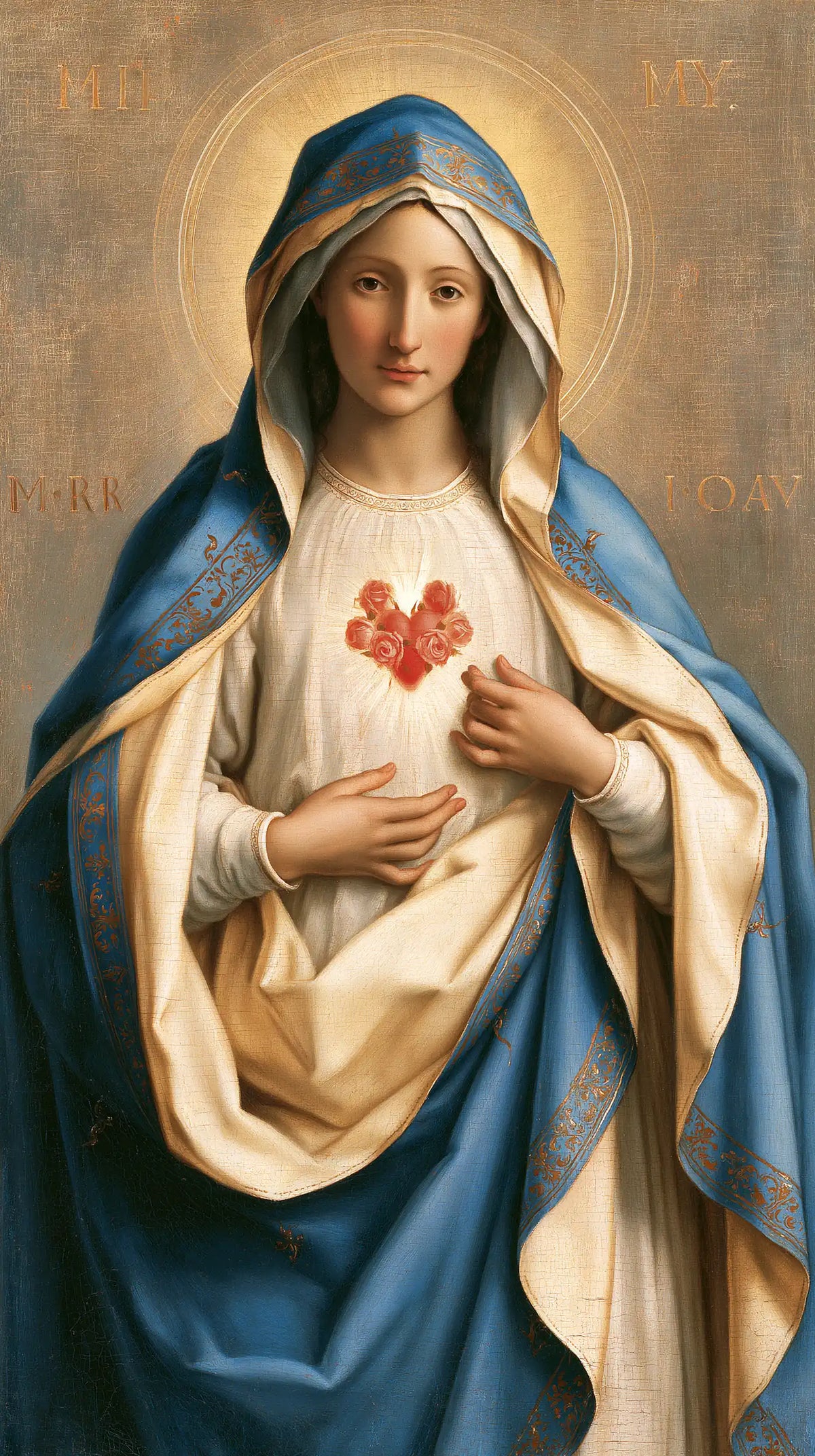 the Immaculate Heart of Mary in Florentine Renaissance style in Florentine Renaissance style, portrait Christian artwork no. 9