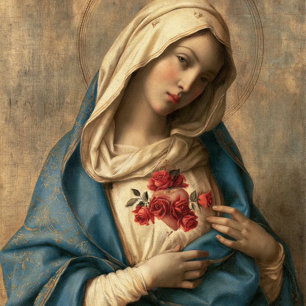 the Immaculate Heart of Mary in Florentine Renaissance style in Florentine Renaissance style, square Christian artwork no. 8
