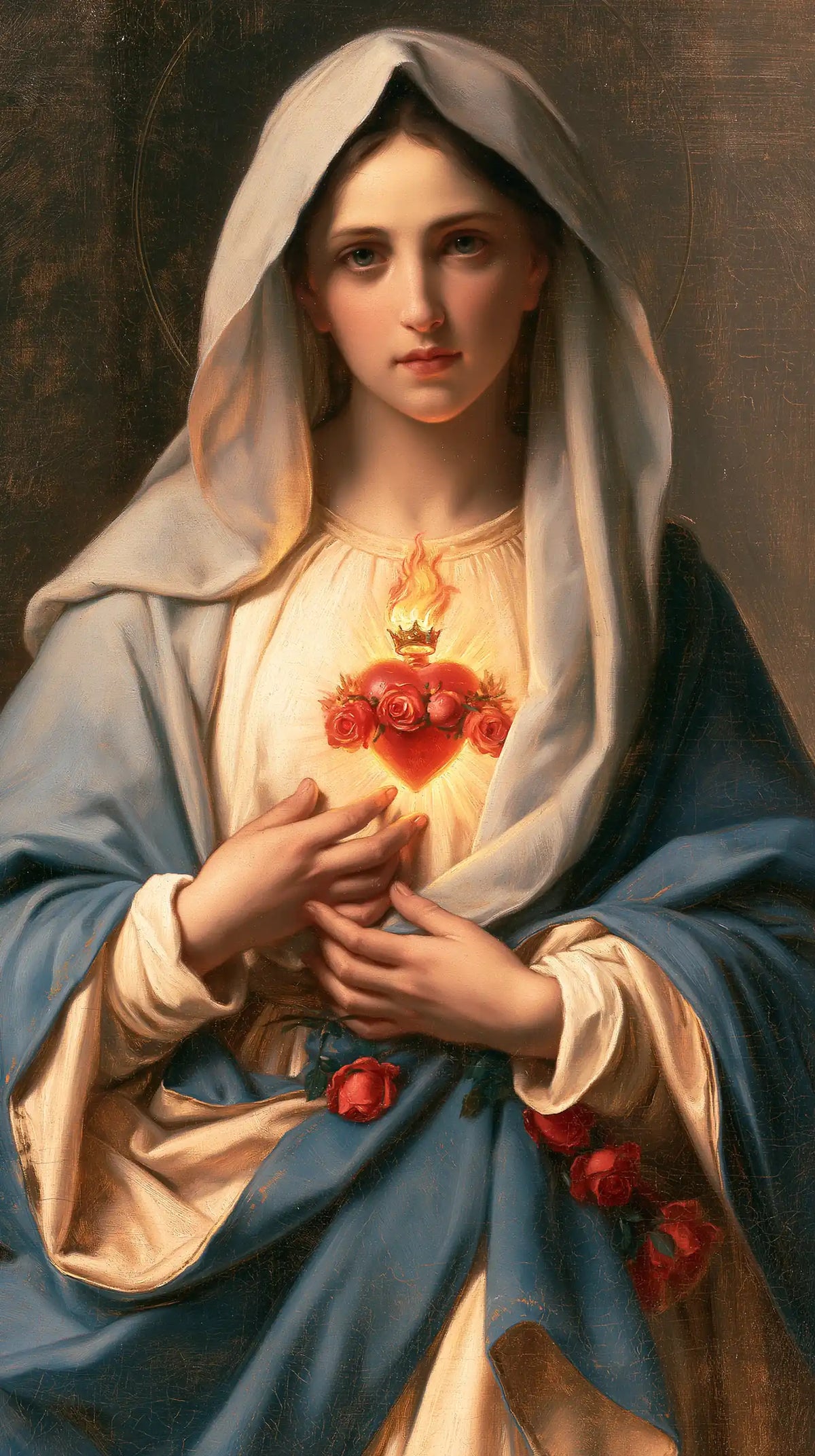 Mary with the Immaculate Heart as the central symbol in The Heart as Central Symbol style, portrait Christian artwork no. 9