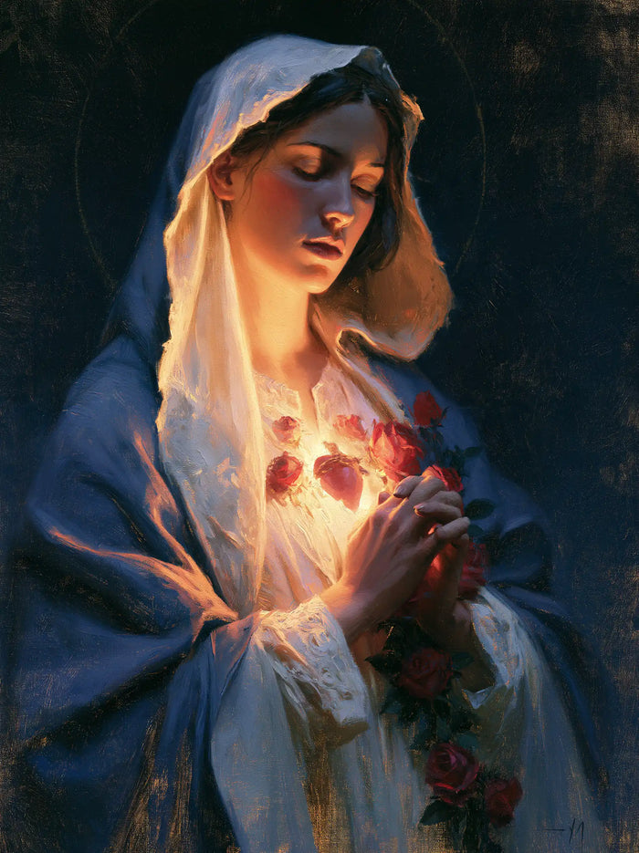 The Immaculate Heart of Mary — Prayer Aflame Among the Roses