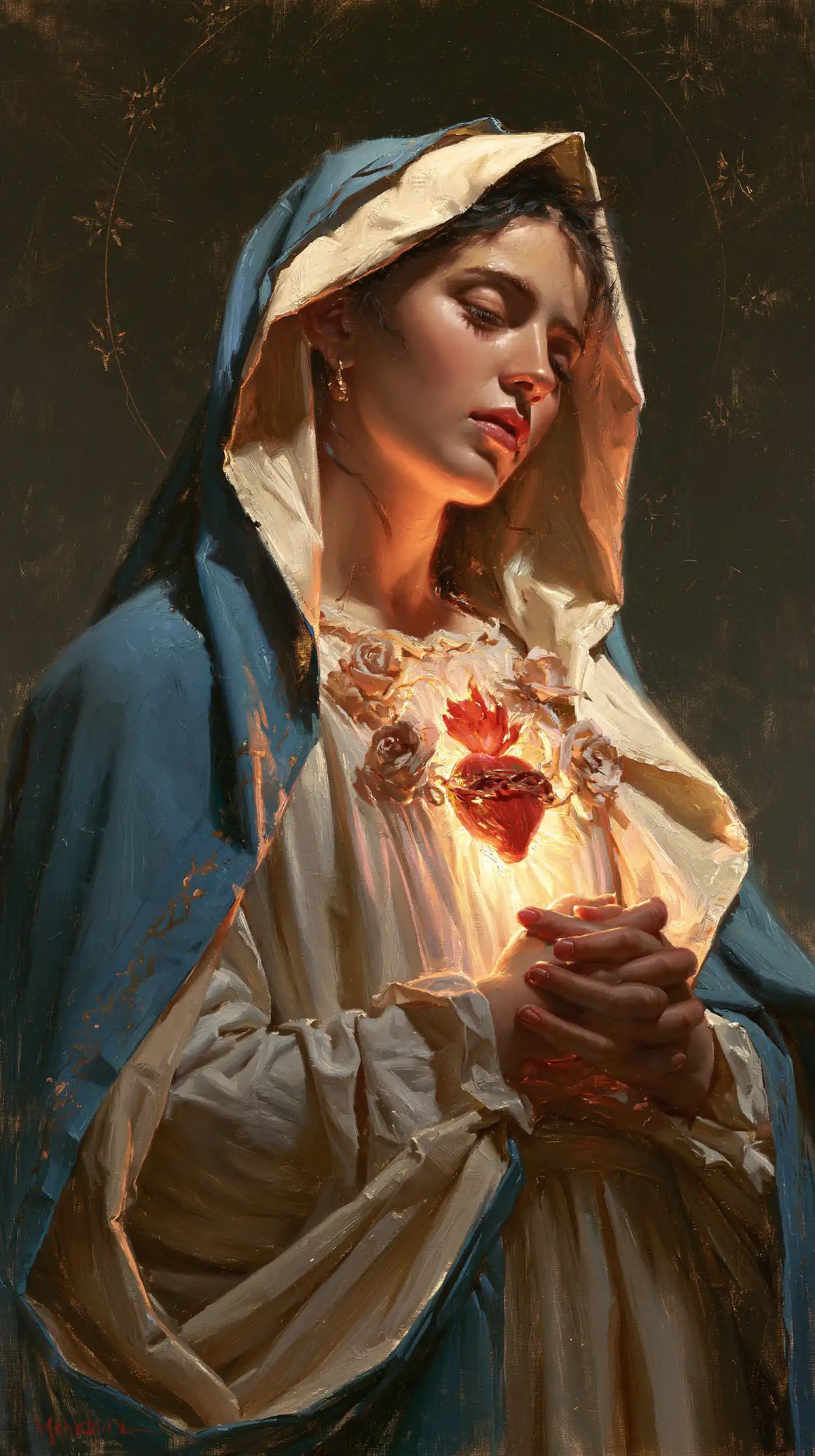 The Immaculate Heart of Mary — Gentle Prayer Beside the Mantle