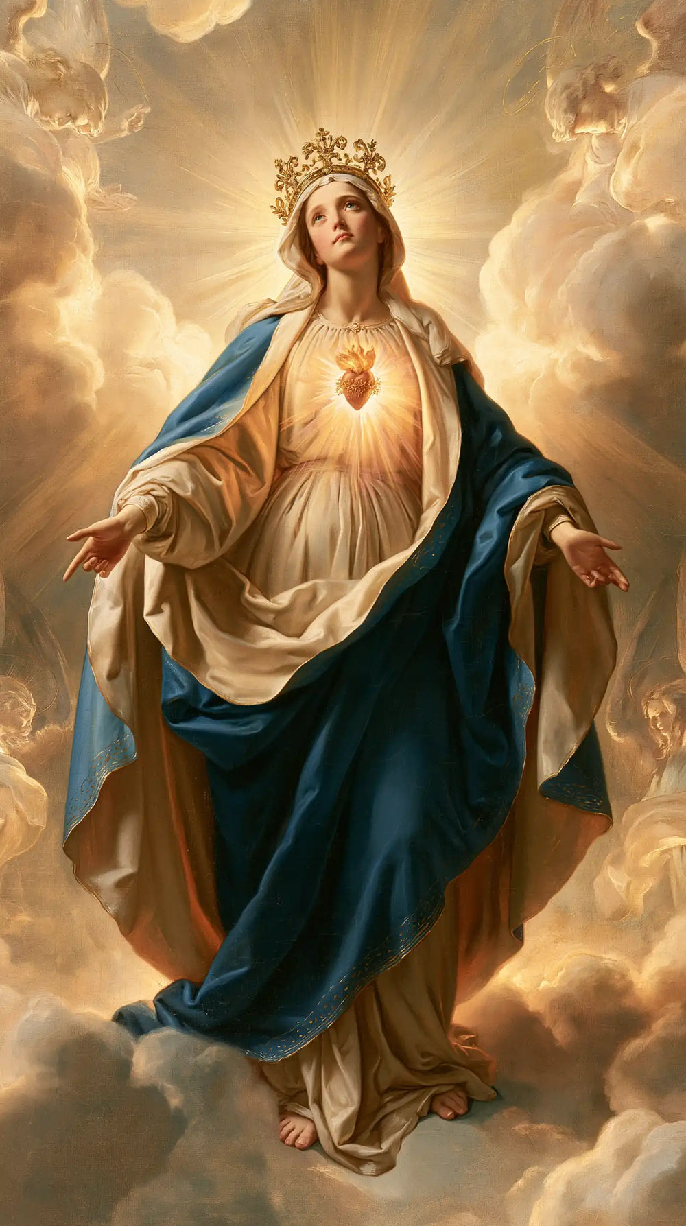 the Immaculate Heart of Mary in a monumental sacred view in Sacred Monumental View style, portrait Christian artwork no. 1