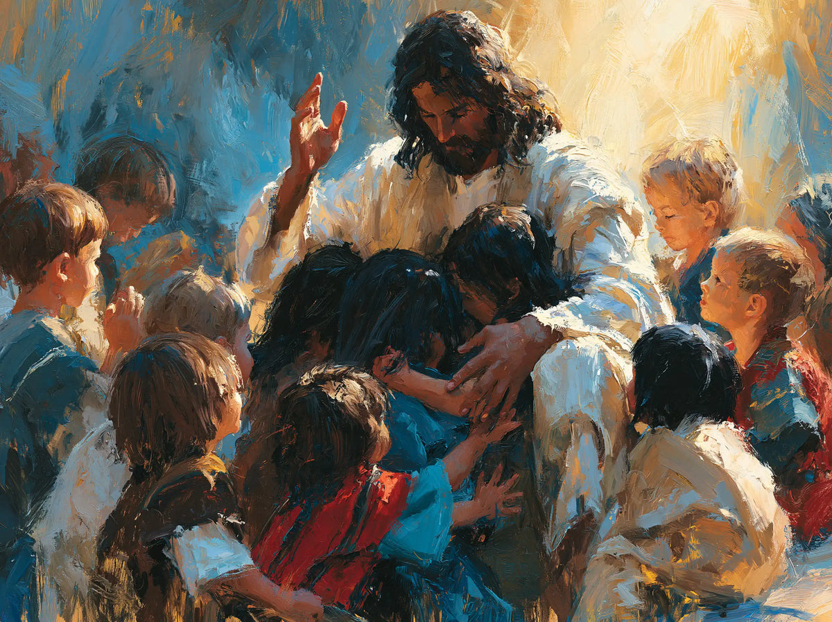 Jesus and the Children — Little Arms in the White Shelter