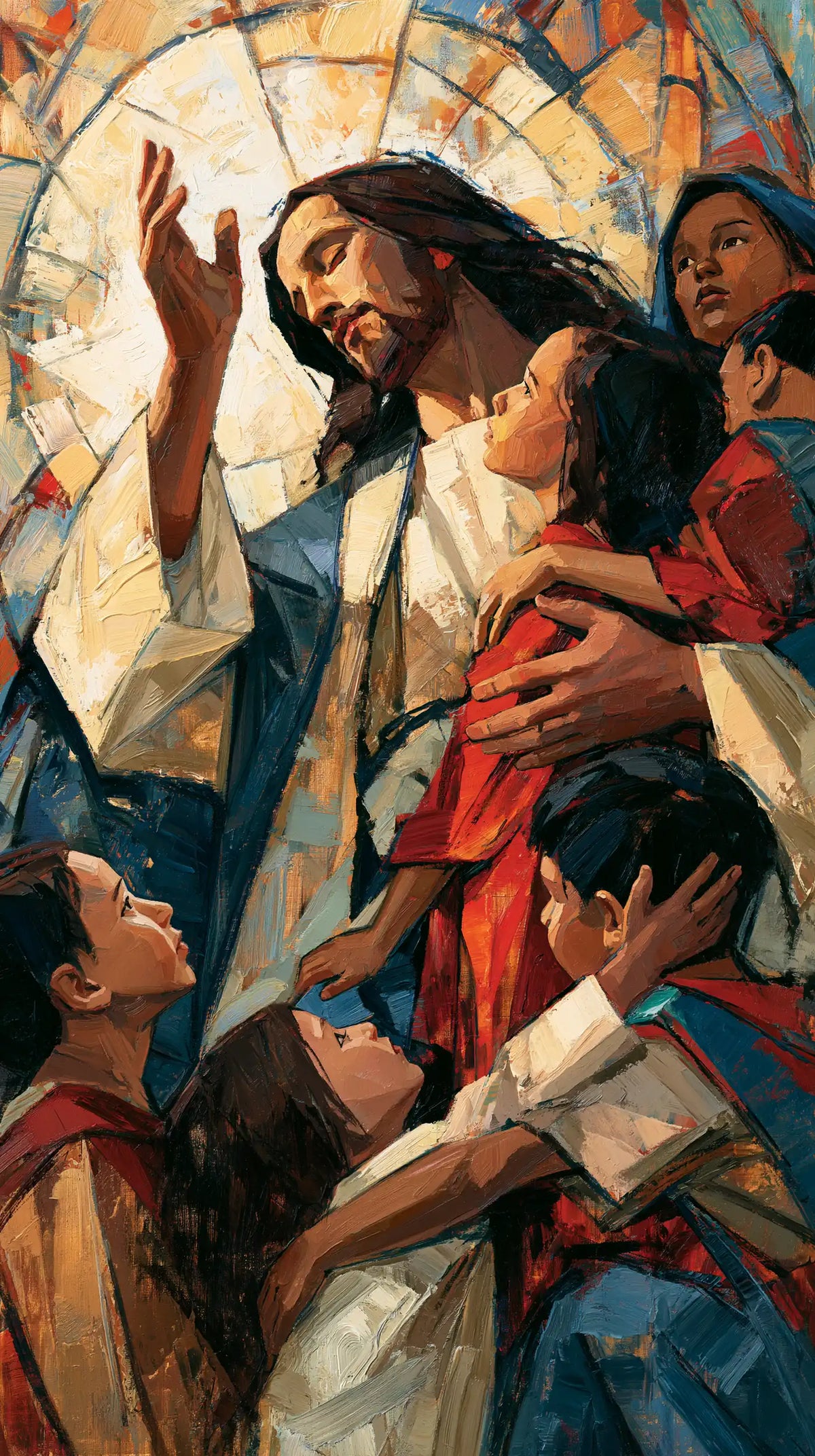Jesus and the Children — The Child in Red beneath the Raised Hand