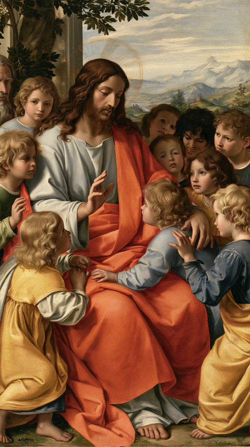 Jesus with children in Florentine Renaissance style in Florentine Renaissance style, portrait Christian artwork no. 1