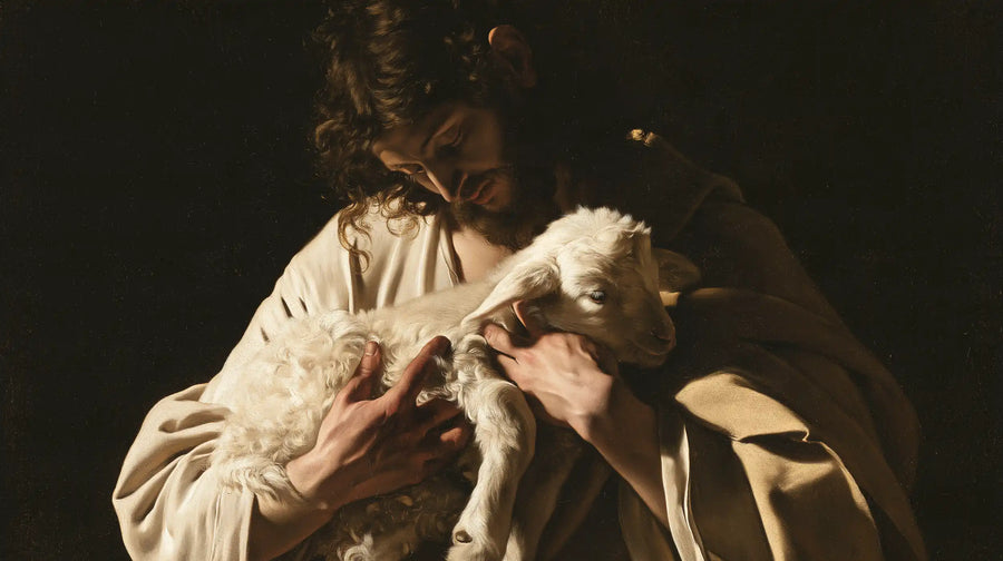 Jesus and the Lamb - Caravaggio Tenebrism · Landscape n° 2