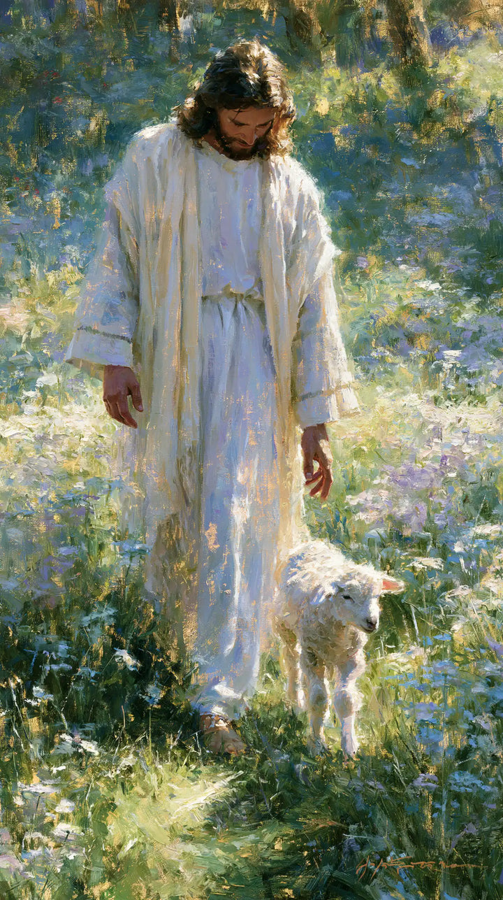 Jesus and the Lamb — A Presence Among the Flowers