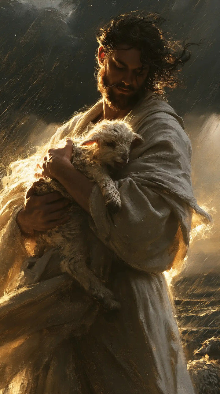 Jesus and the Lamb - Jesus Protecting the Lamb · Portrait n° 3