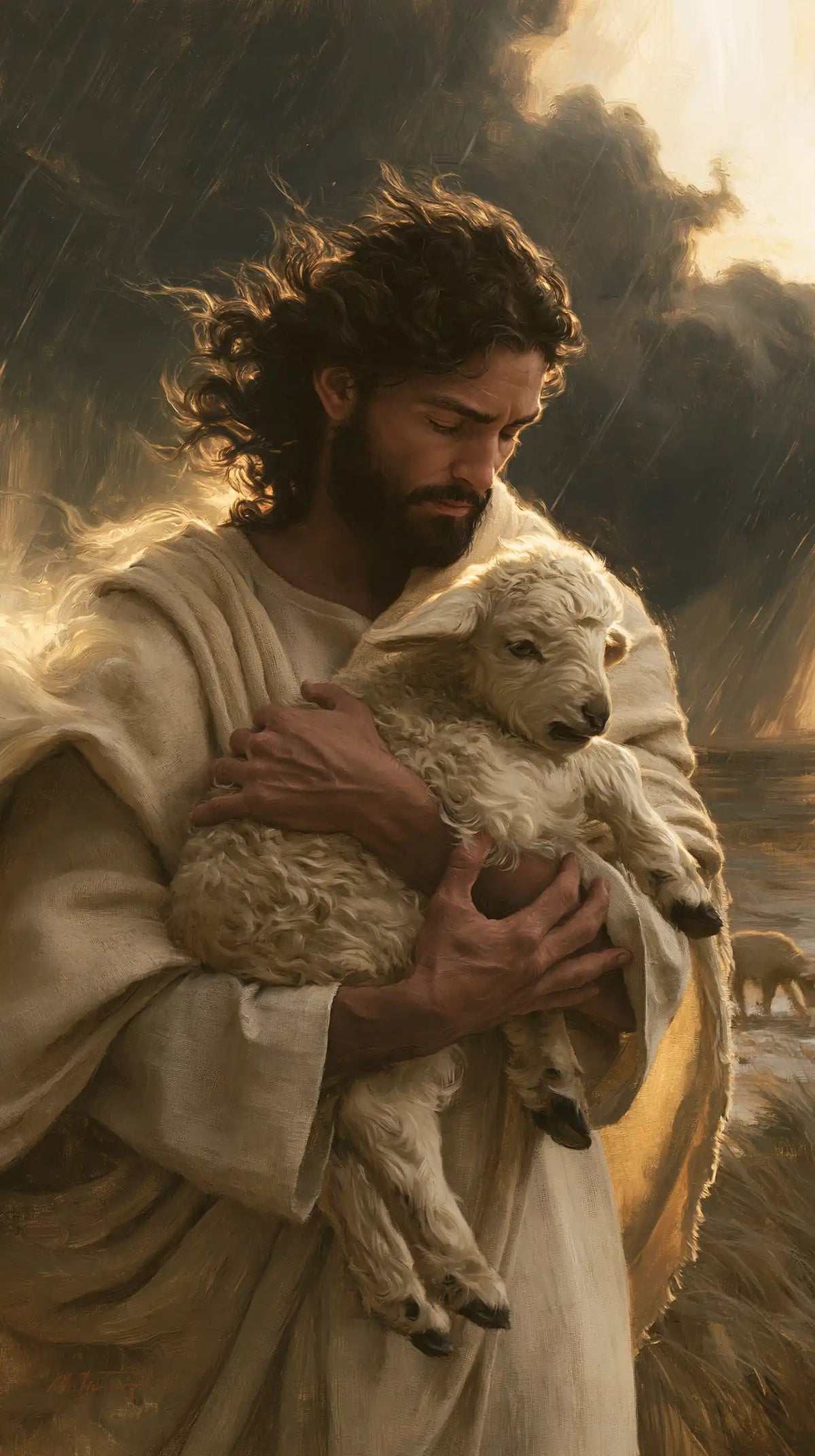 Jesus and the Lamb - Jesus Protecting the Lamb · Portrait n° 4