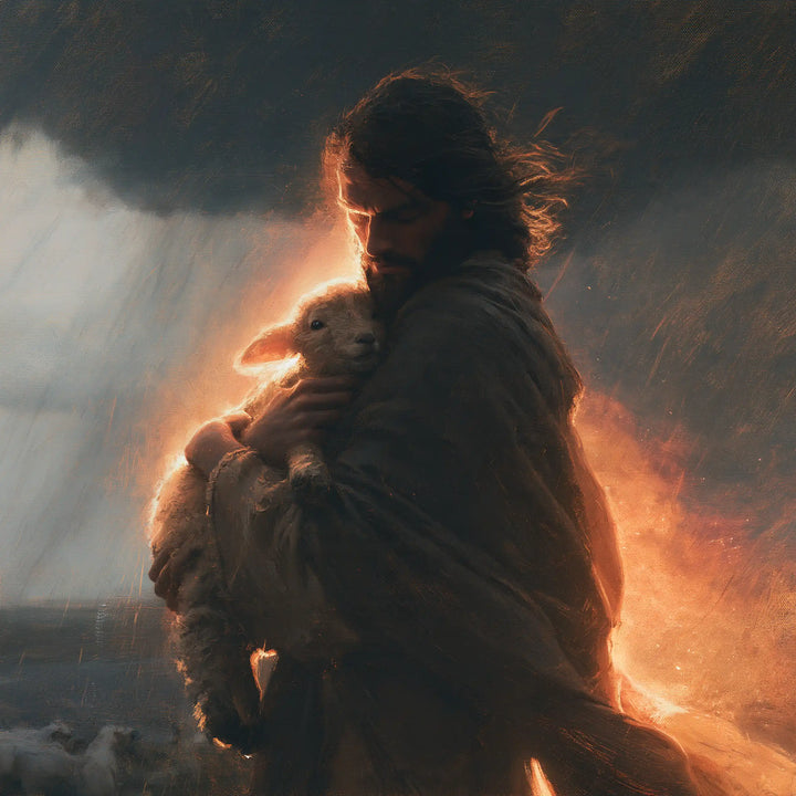 Jesus and the Lamb - Jesus Protecting the Lamb · Square n° 1