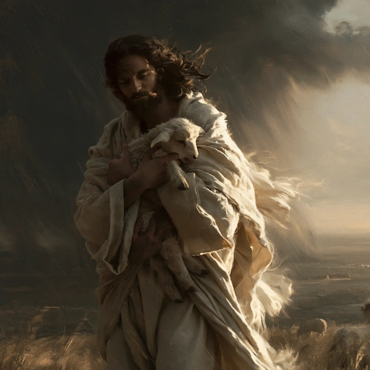 Jesus and the Lamb - Jesus Protecting the Lamb · Square n° 5