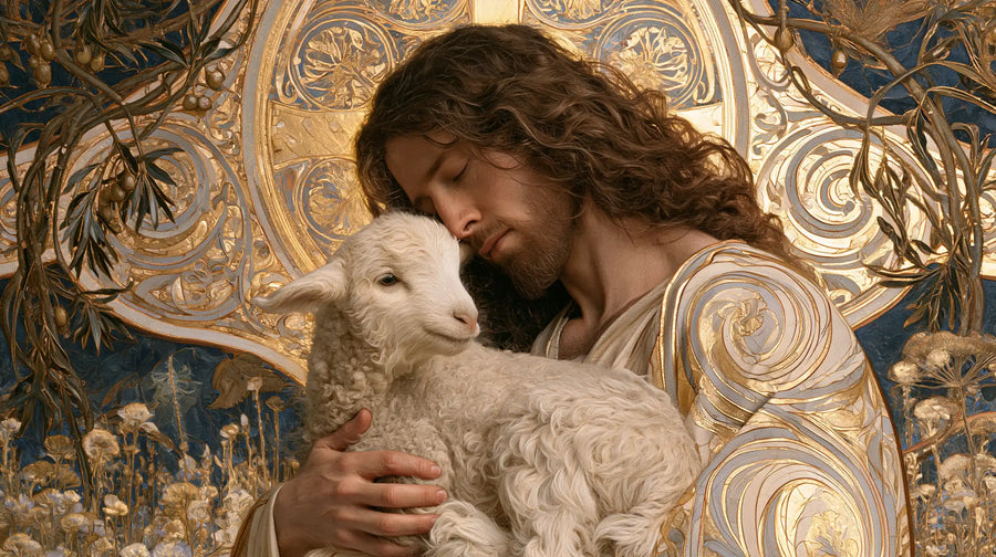 Jesus and the Lamb - Sacred Art Nouveau · Landscape n° 11