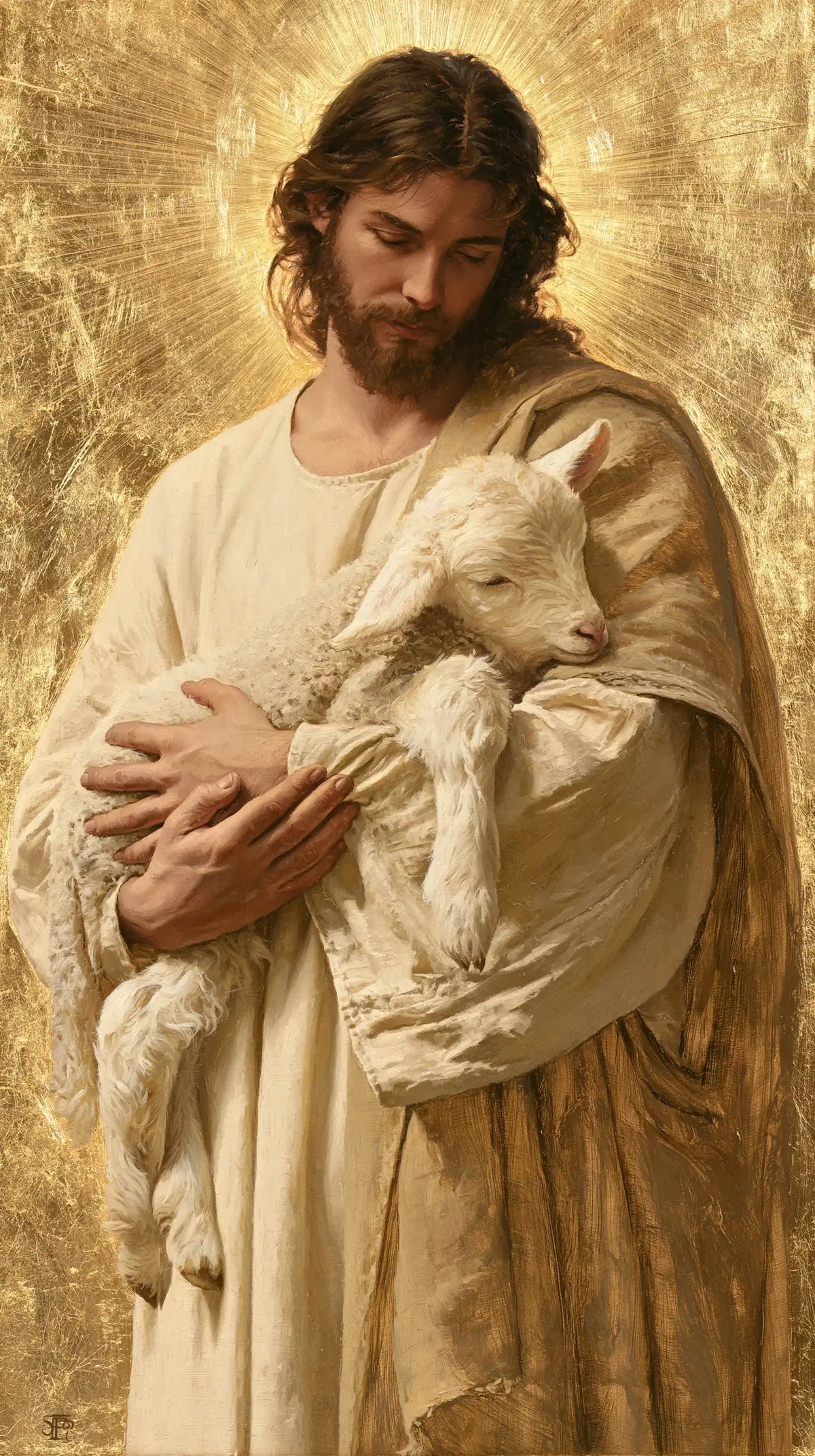 Jesus and the Lamb - Sacred Gold · Portrait n° 1
