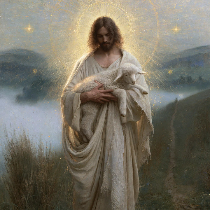 Jesus and the Lamb - Symbolist · Square n° 6
