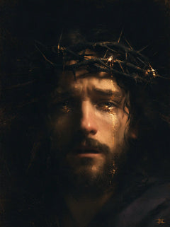 Jesus Crowned with Thorns — The Tear Suspended in Black