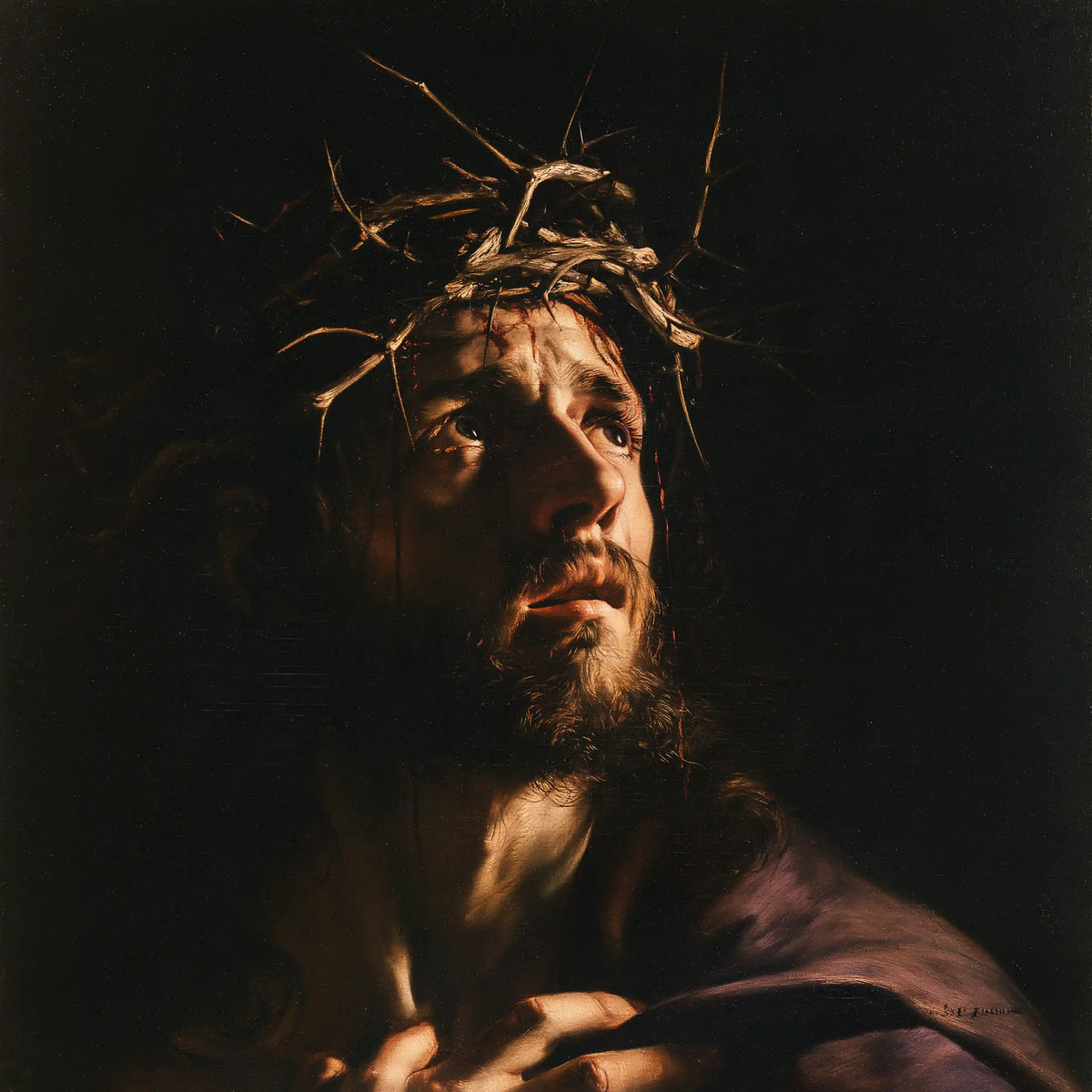Jesus Crowned with Thorns — Breath above the Dark Cloak