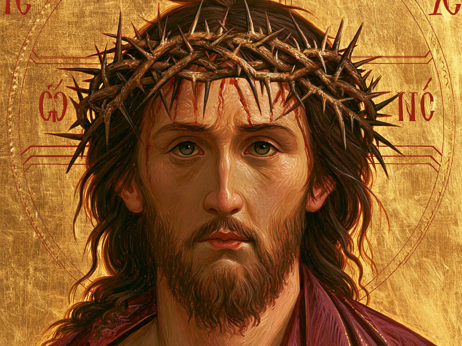 Jesus Crowned with Thorns — The Marked Brow in Warm Gold